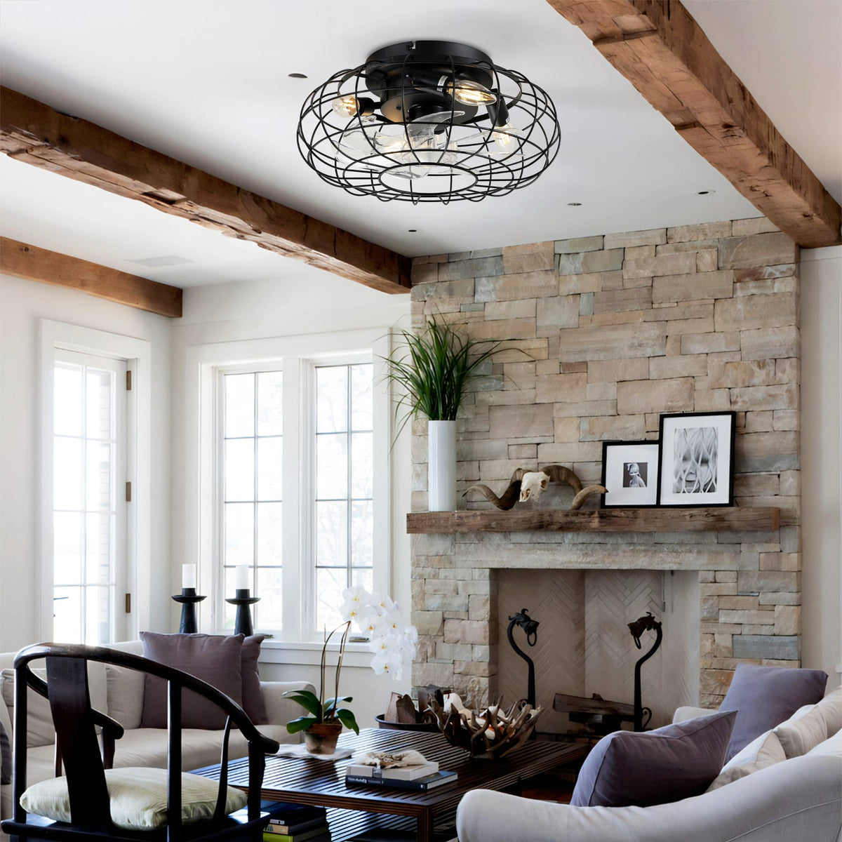 15.7" Low Profile Bladeless Ceiling Fan with Lights - Matte Black