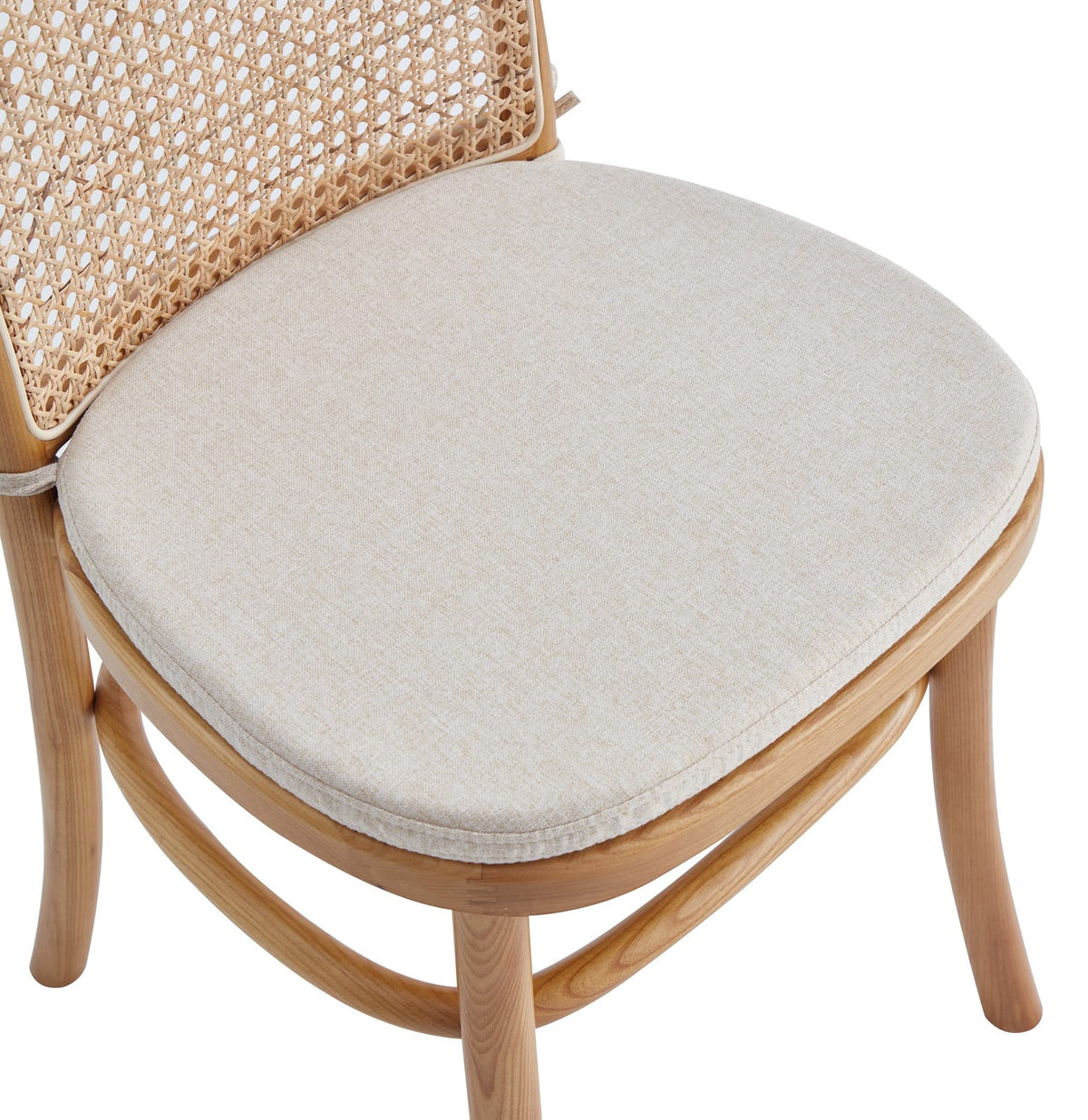 Oatmeal Cane Dining Chairs - Set of 2 Modern Wood Seats