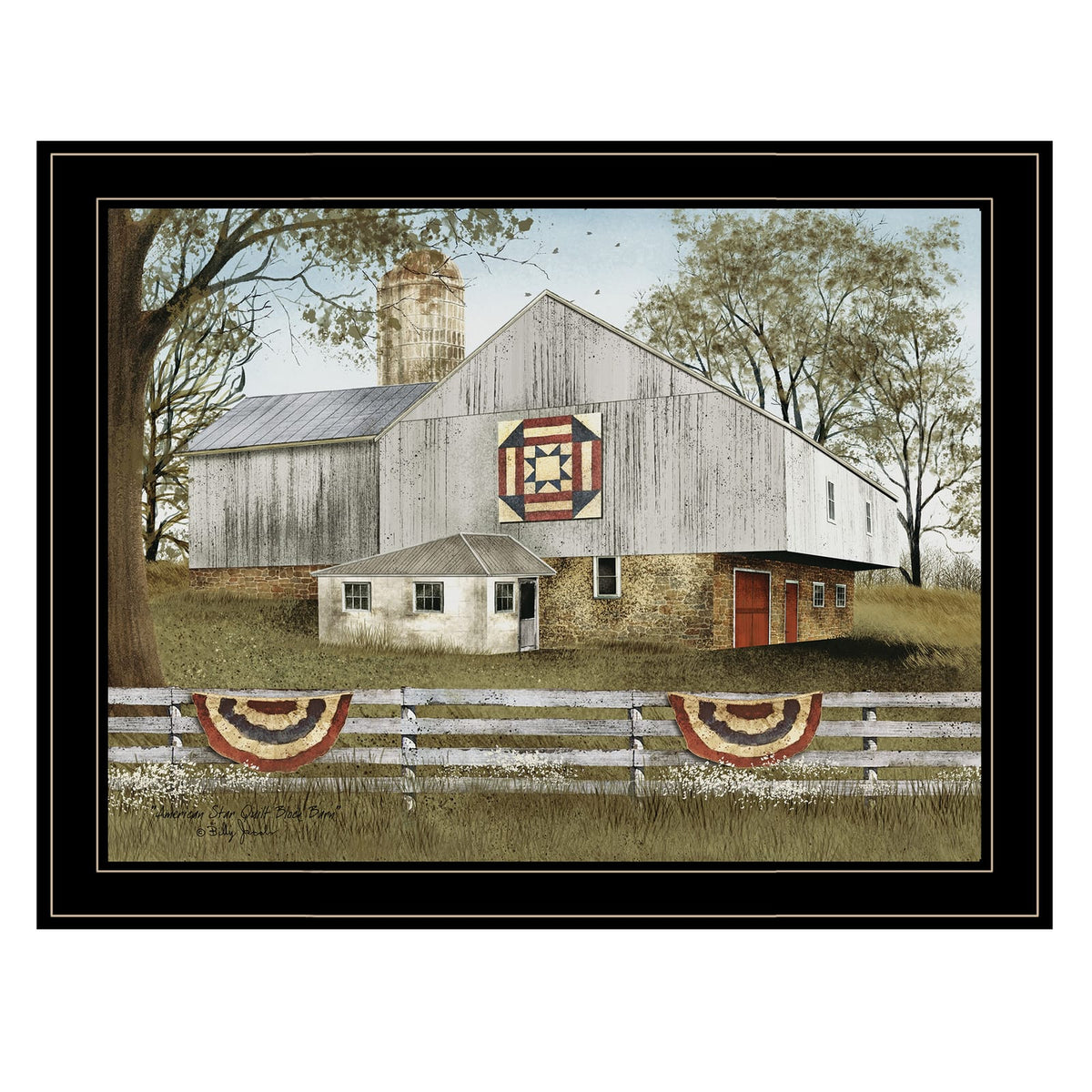 Quilt Block Barn Framed Wall Art - Farmhouse Bedroom Decor