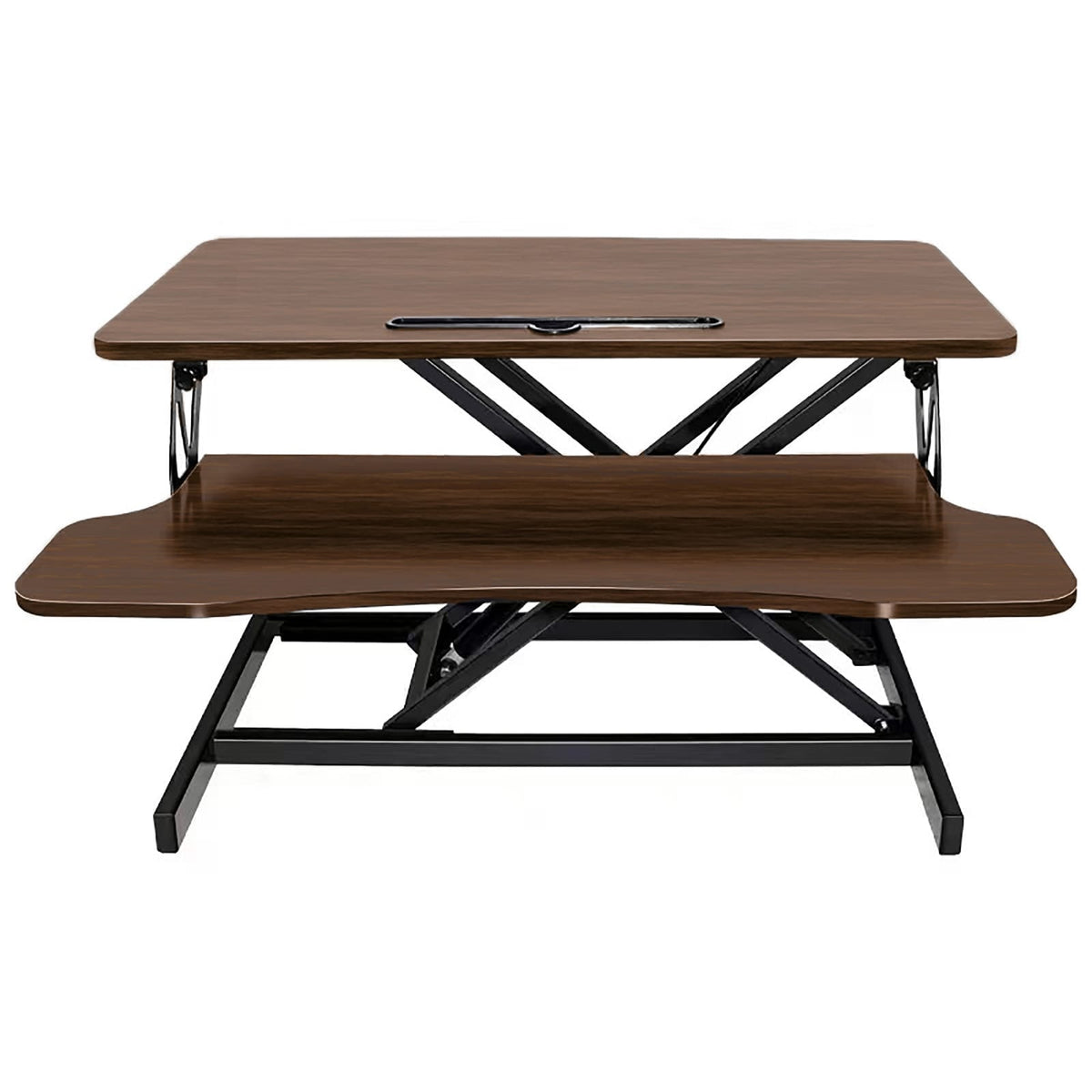 32 Inch Adjustable Desk Converter - Walnut Color for Home Office