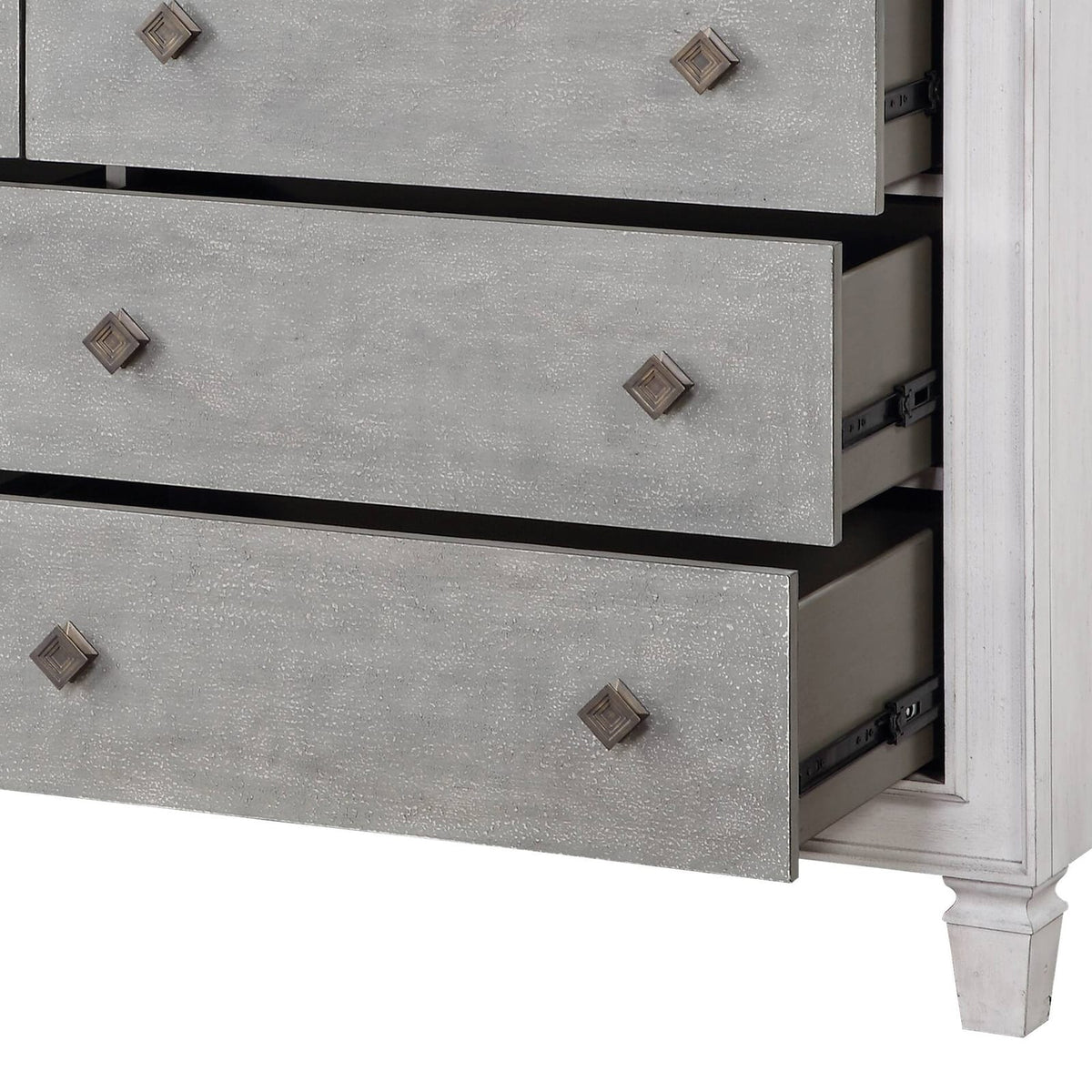White Synthetic Wood Dresser - 66" Wide Storage Chest for Bedroom