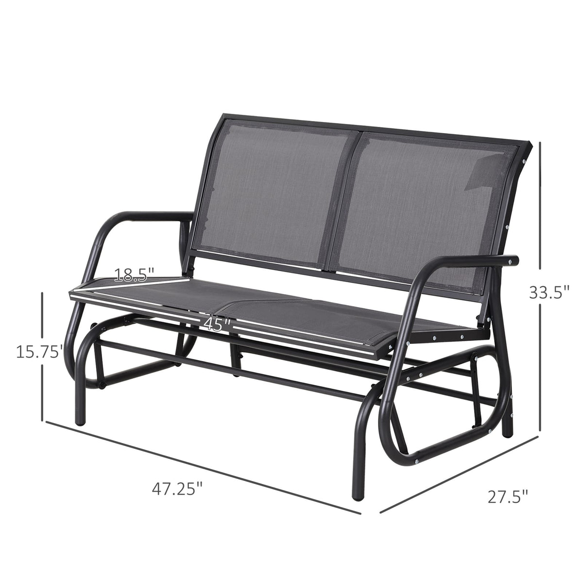 Outsunny 2-Person Outdoor Glider Bench - Grey Steel Frame
