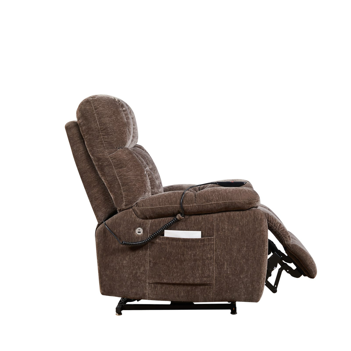 Liyasi Power Recliner - Brown Fabric, Dual OKIN Motor for Living Room