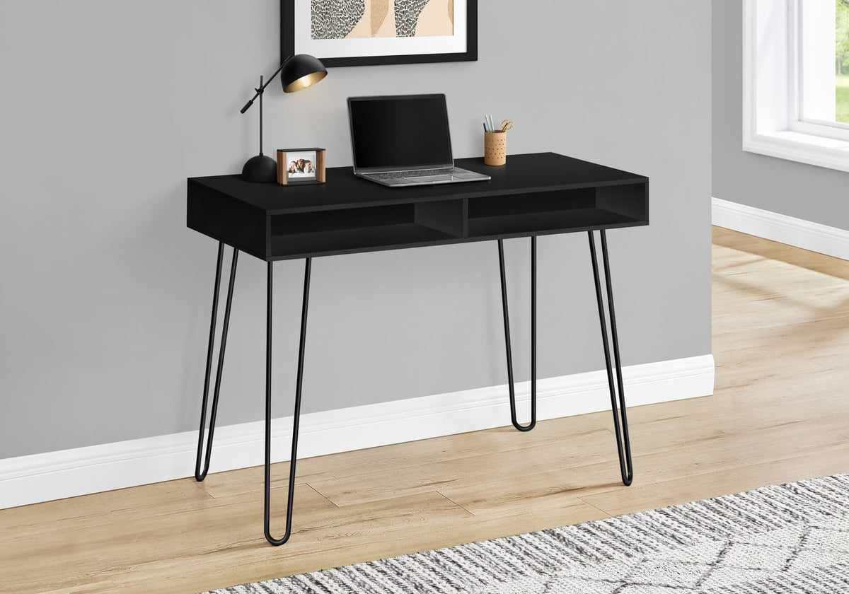 Computer Desk, Black Laminate - Home Office Storage Desk