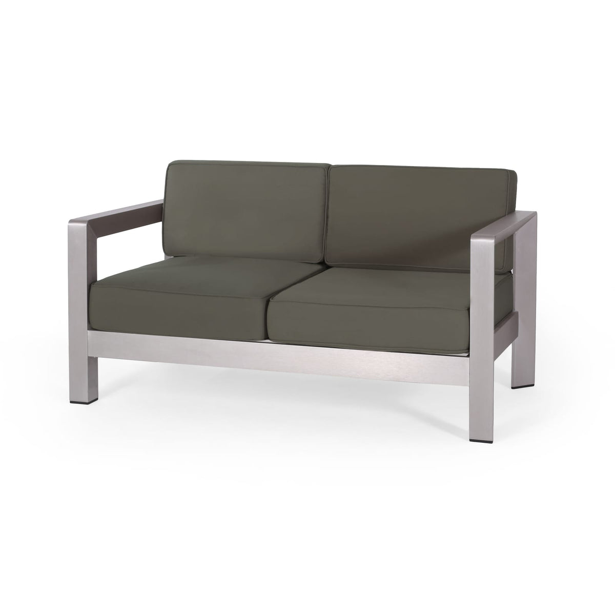 Silver Aluminum Patio Loveseat - Outdoor Seating