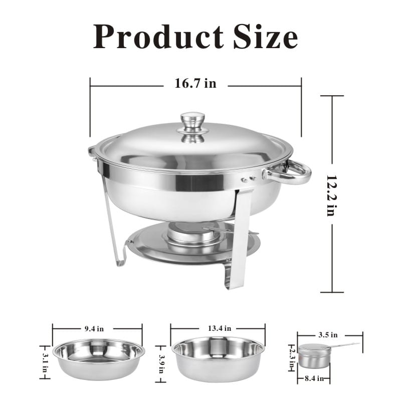 Stainless Steel Buffet Dish Round 201 - Silver