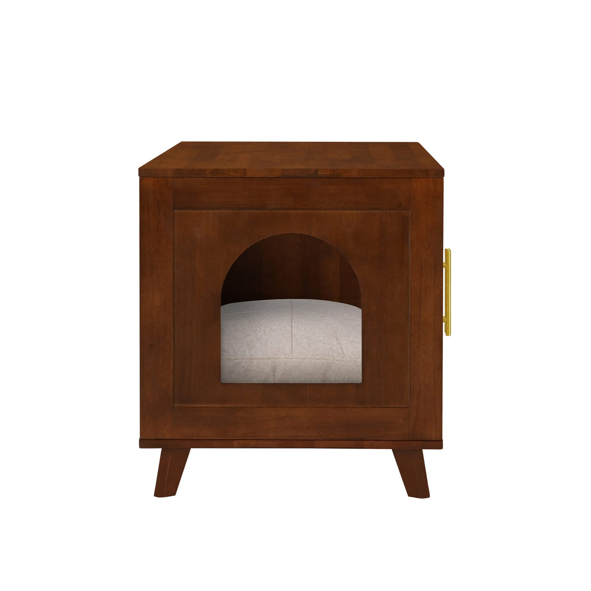 Walnut Pet Storage Cabinet with Rattan Mesh Doors for Modern Living
