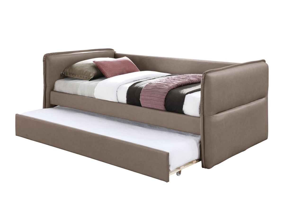 Brown Upholstered Daybed With Trundle - 45" x 86" for Living Room