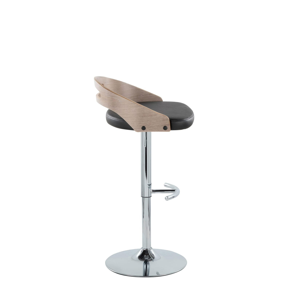 Light Grey PU Leather Barstools - 2 Swivel Chrome Bar Stools