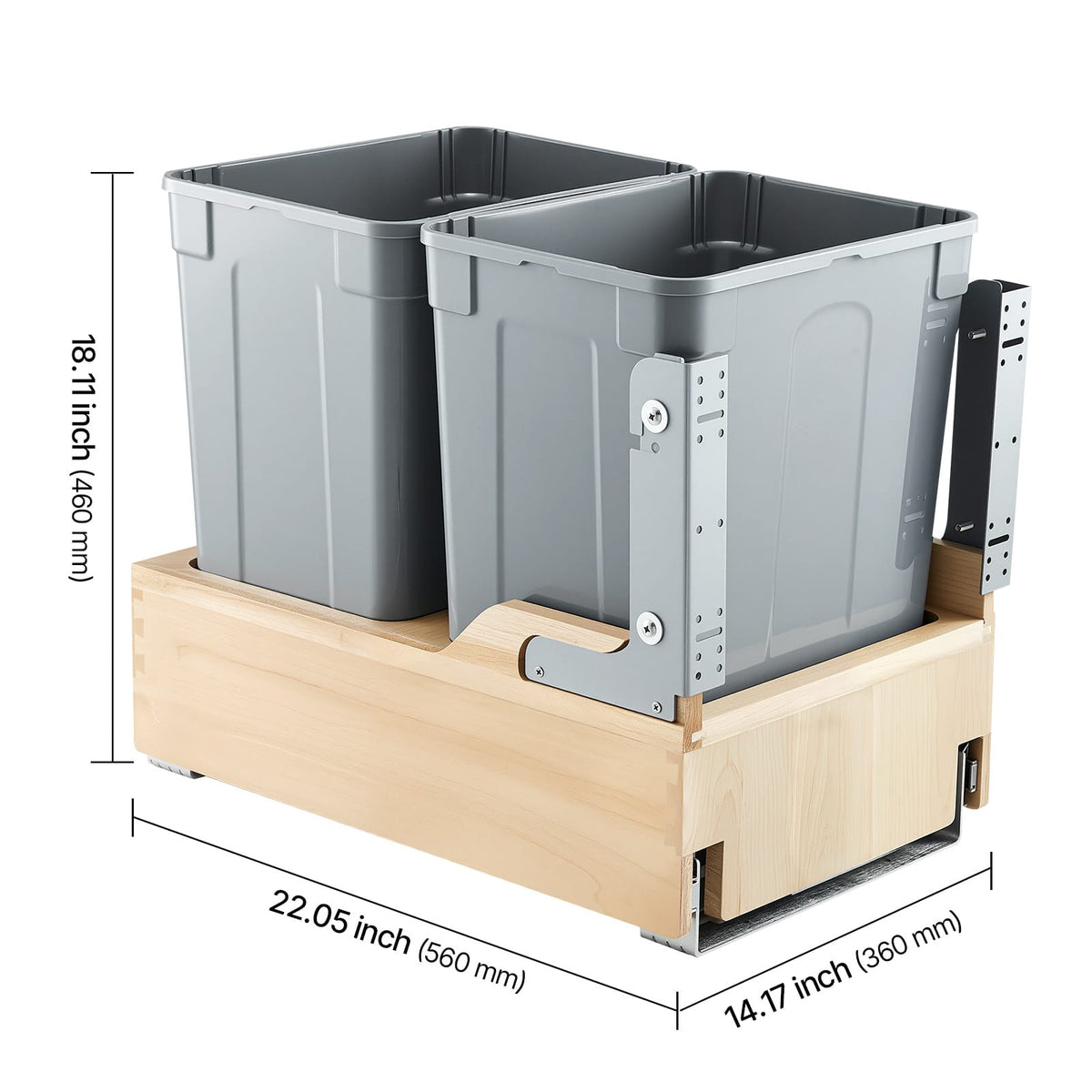 Gray Pullout Waste Container - 2 x 35QT Kitchen Bin