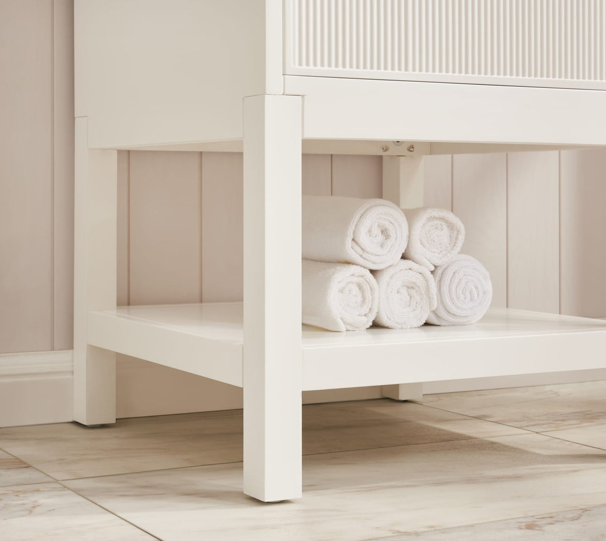 White Solid Wood Bathroom Vanity with Storage