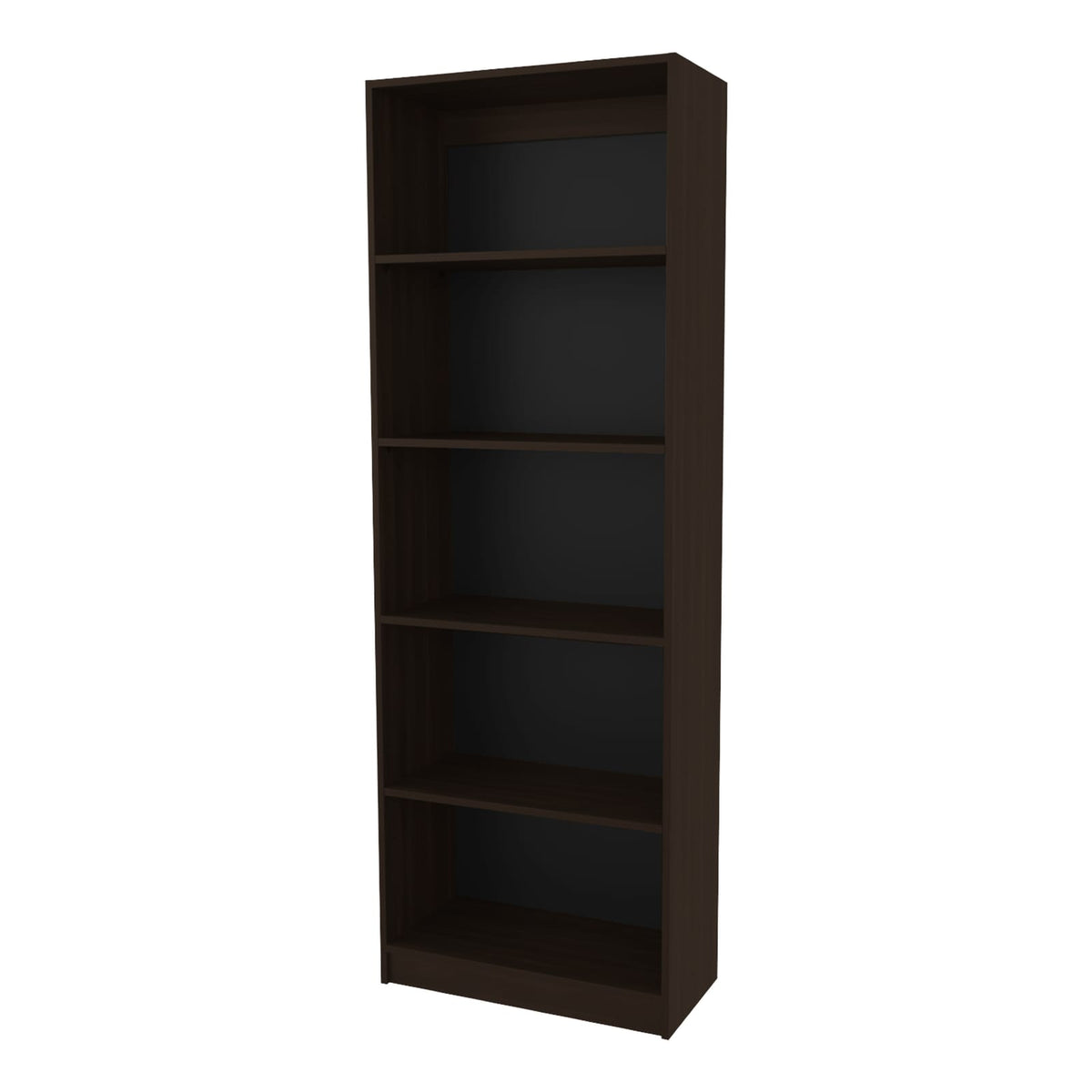 Dark Walnut Bookcase - 5 Shelves, Particle Board for Living Room