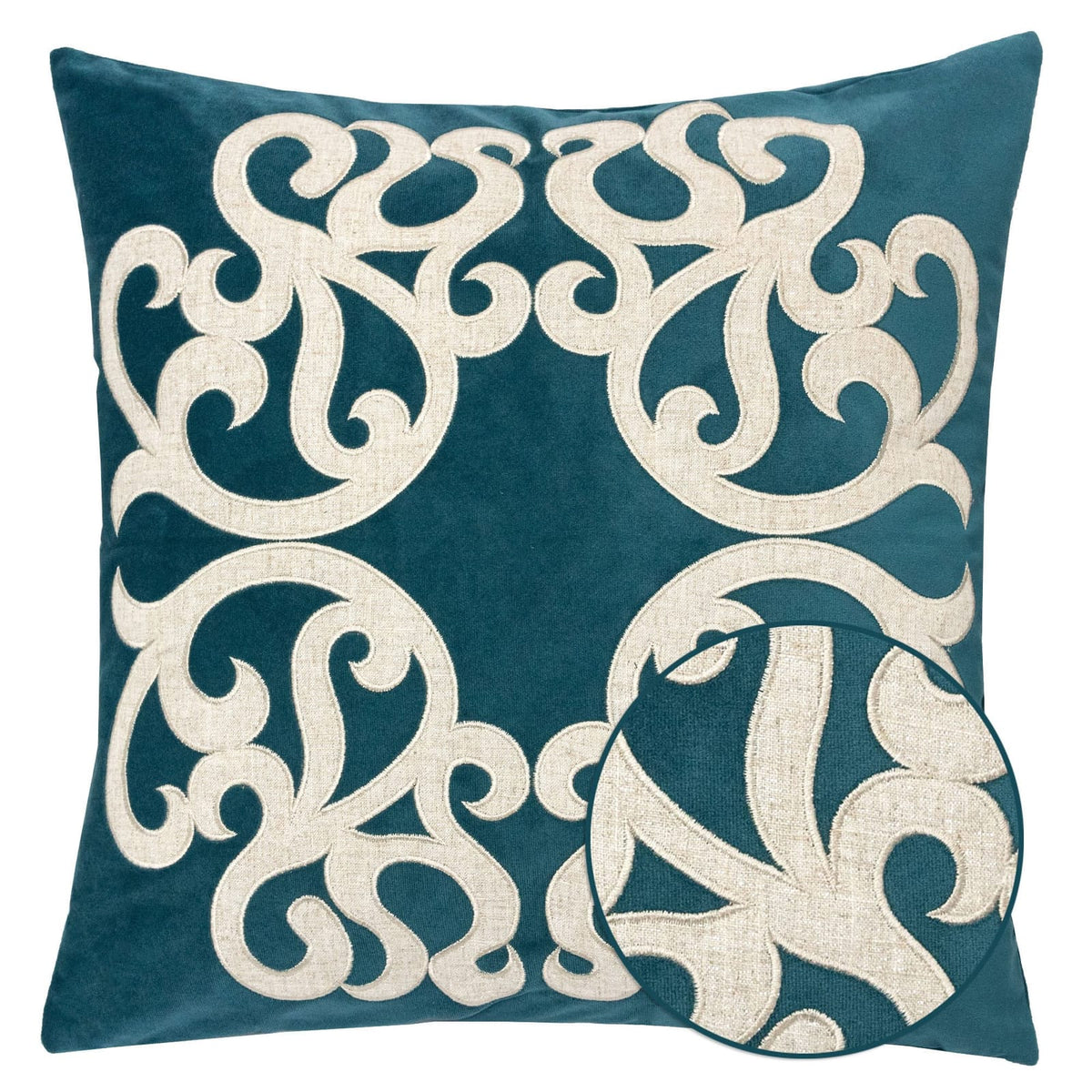 20x20 Green Polyester Pillow Cover Dark Green Vine Design