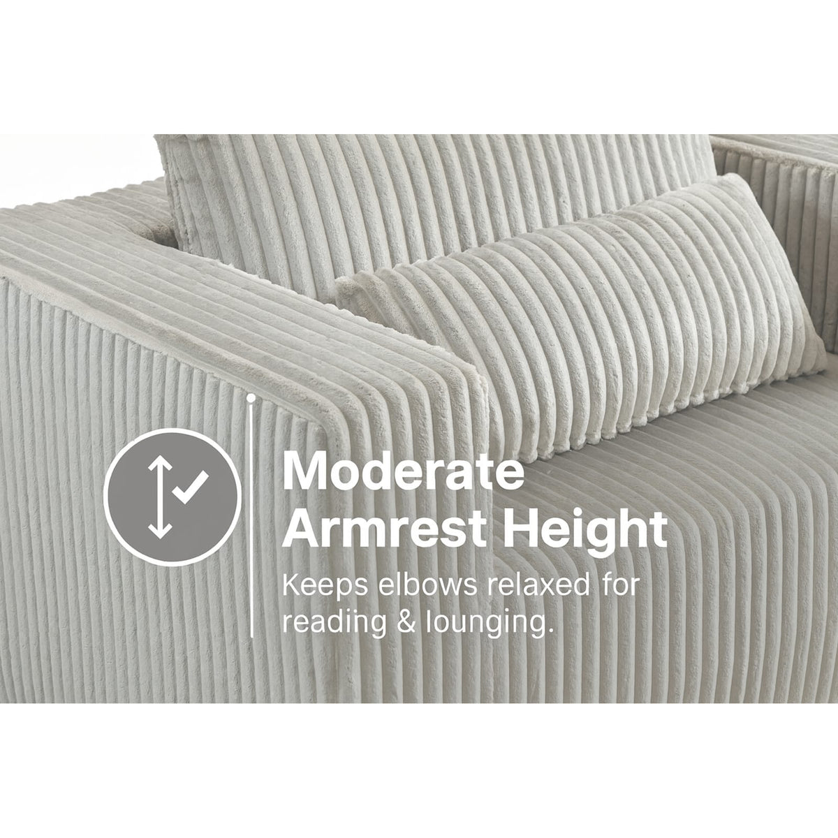 Oversized Corduroy Sofa Bed with Ottoman for Deep Media Comfort