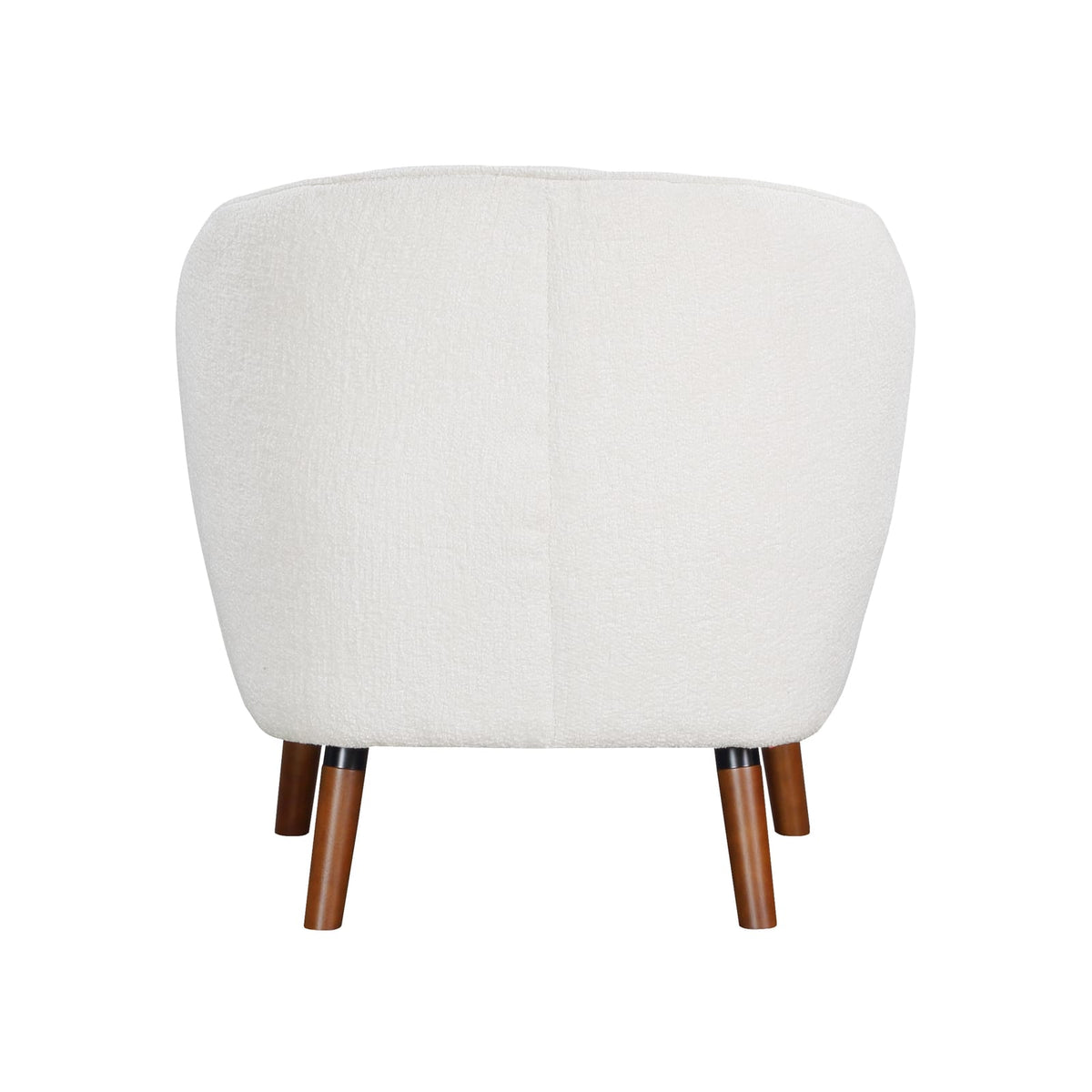 White Mid-Century Accent Chair - Solid Wood Frame for Living Room