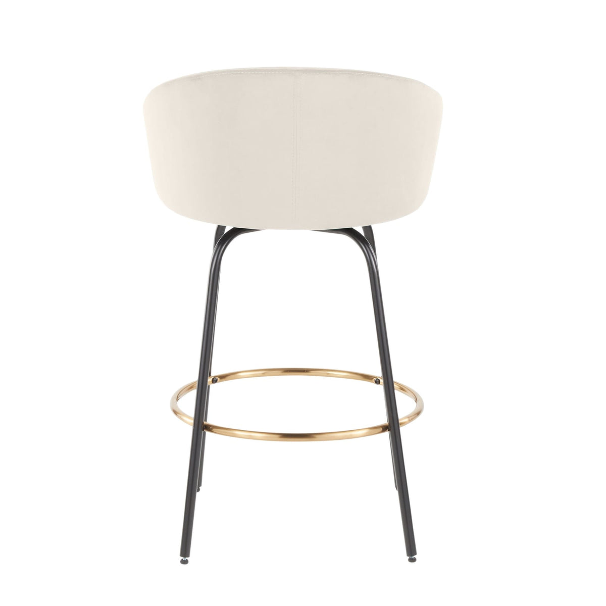 26" Contemporary Fixed Height Counter Stool - Cream Velvet, Black Metal