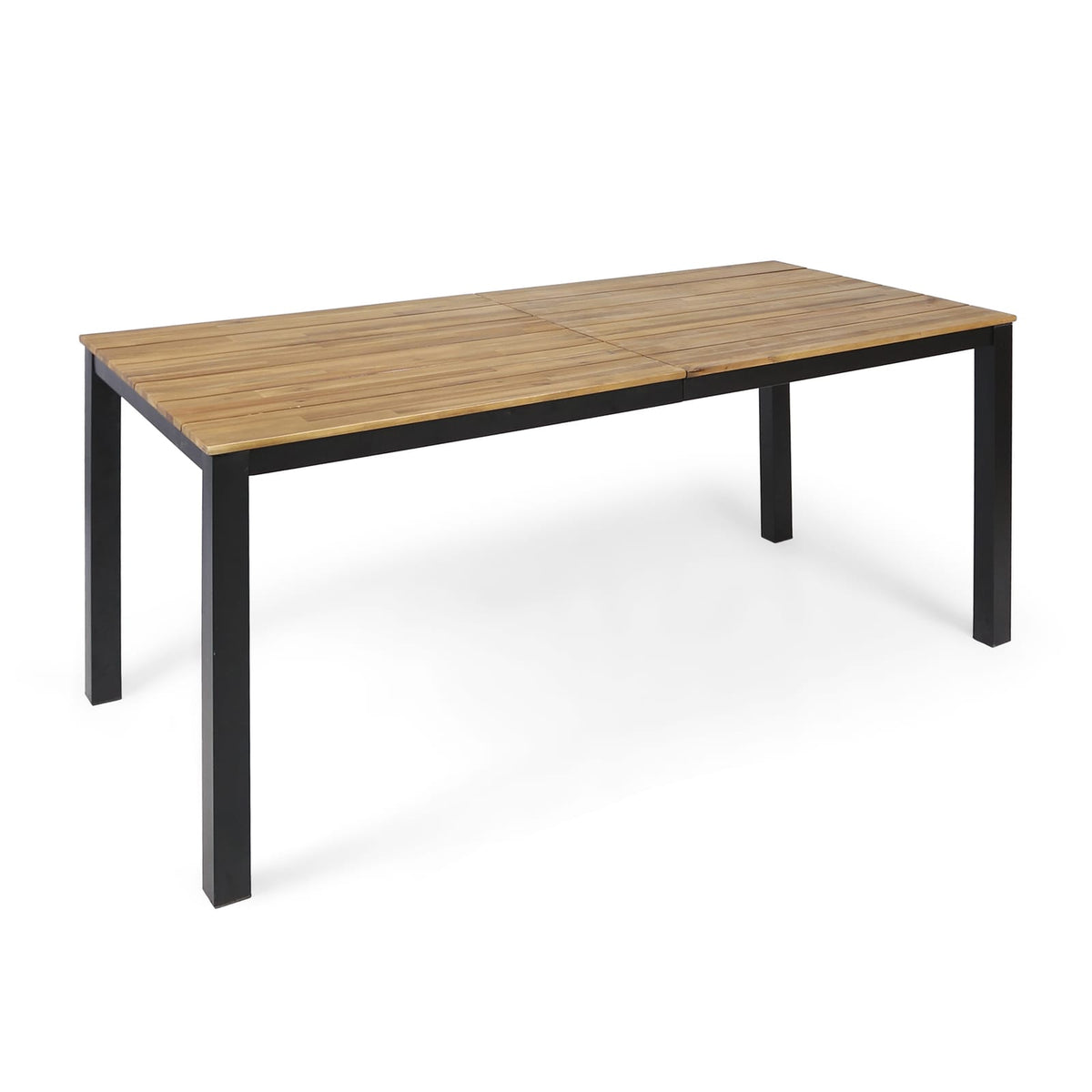 71" Black Acacia Wood Outdoor Dining Table