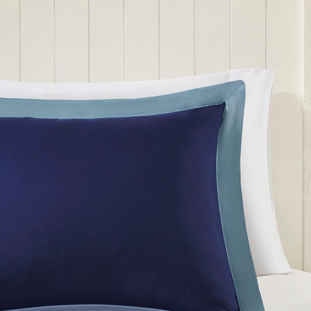 Navy Light Blue Polyester Comforter Set Twin Full Queen