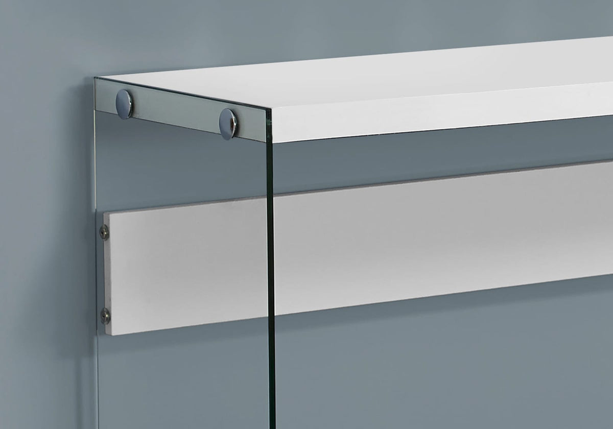 44" White Glass Console Table - Modern Accent Table