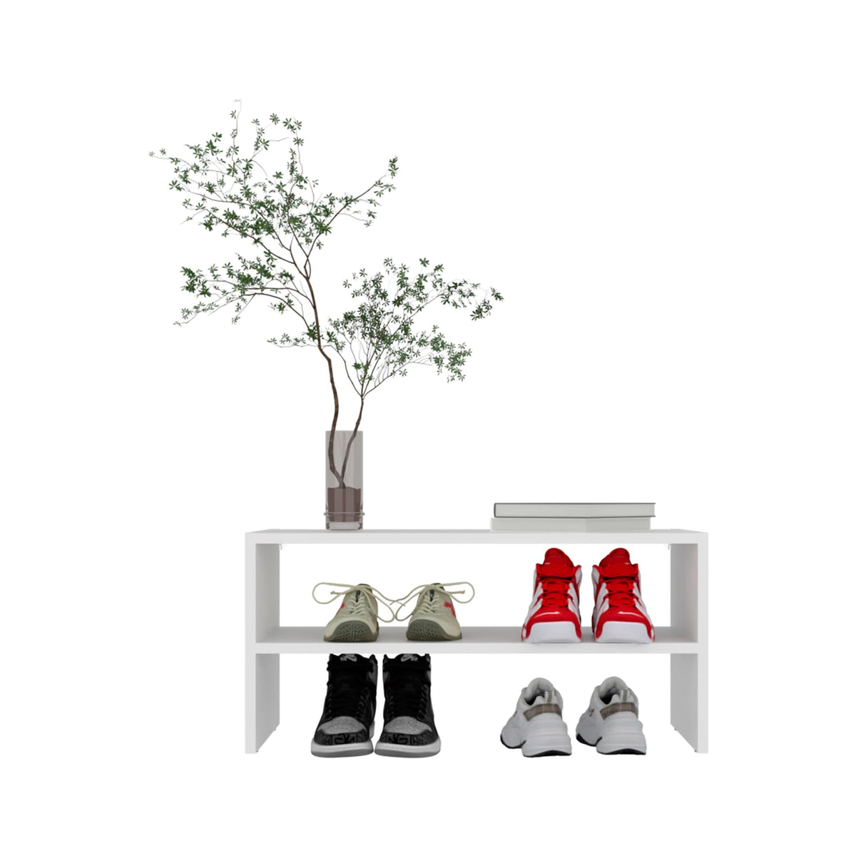 Small White Bedroom Shoe Rack – 2 Shelves