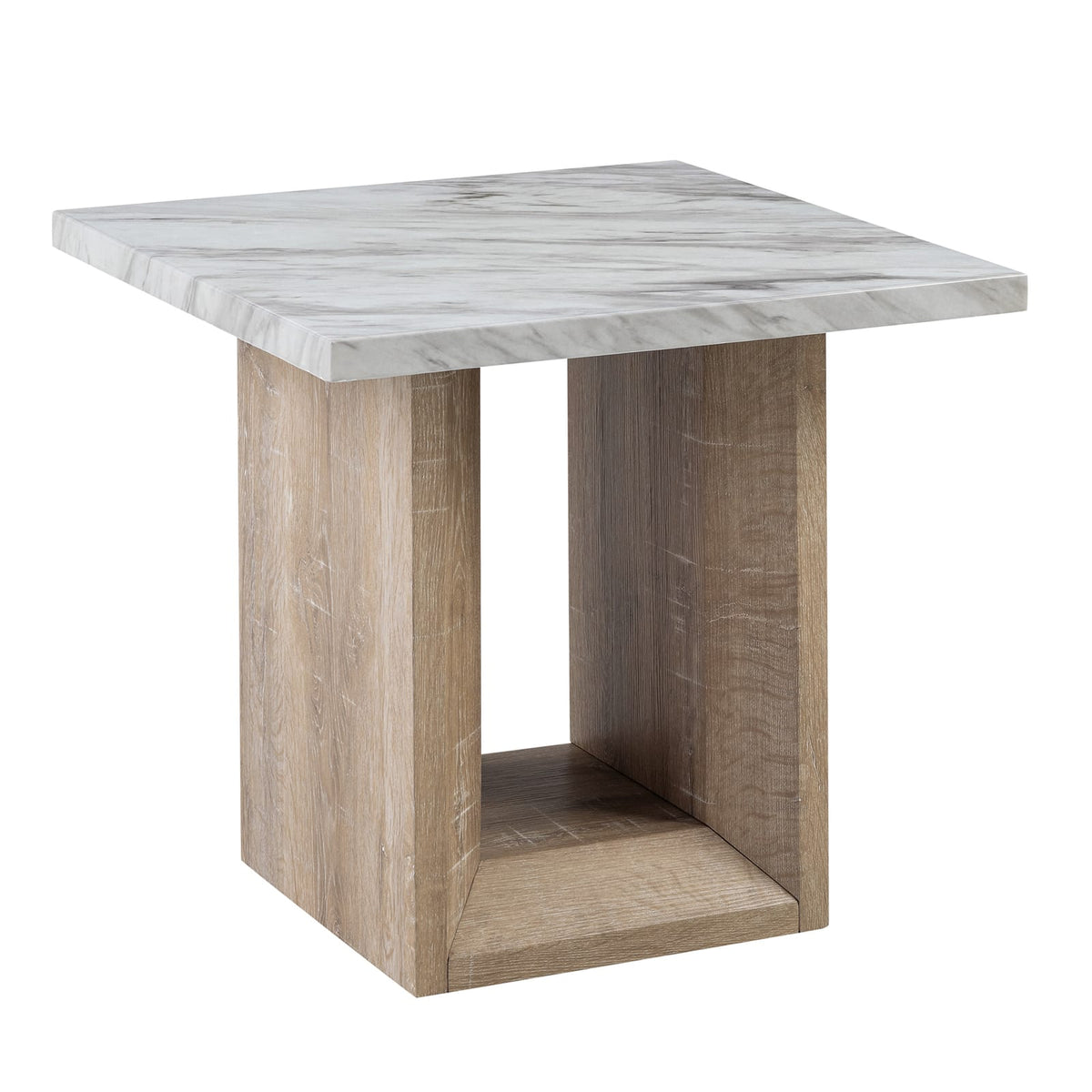 Gregory End Table - Black & Ivory Faux Marble