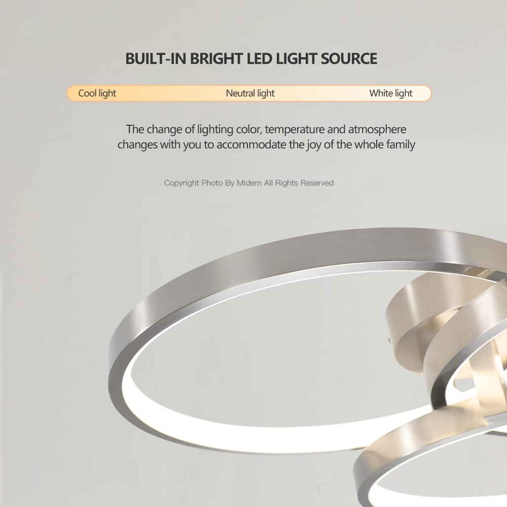 20" Modern LED Ceiling Light - Circular Design, Brushed Nickel Finish
