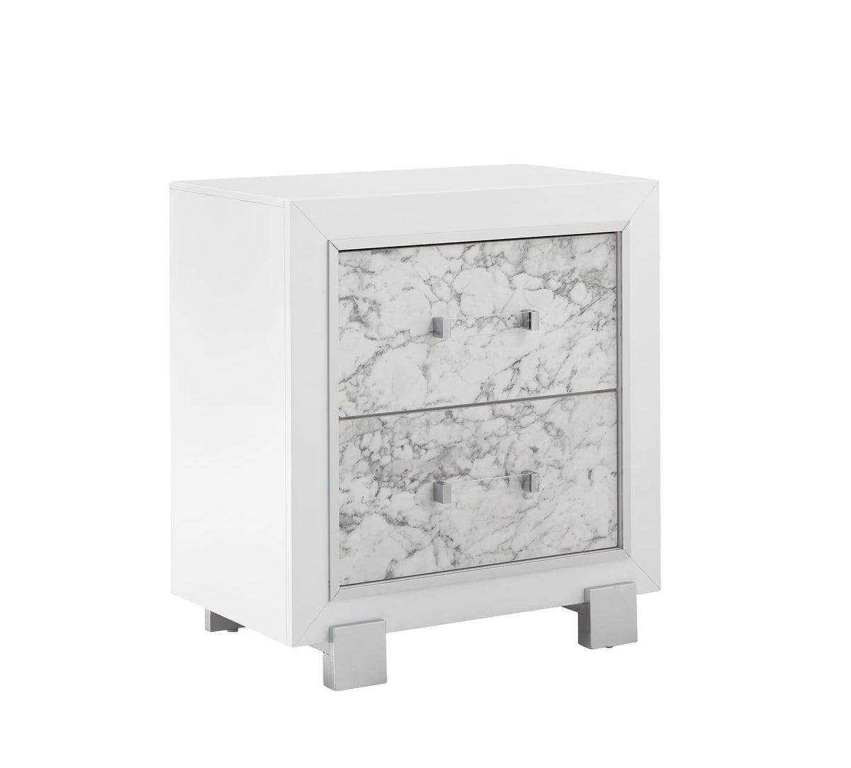 SKYE Marble White Nightstand - Modern Bedroom Storage
