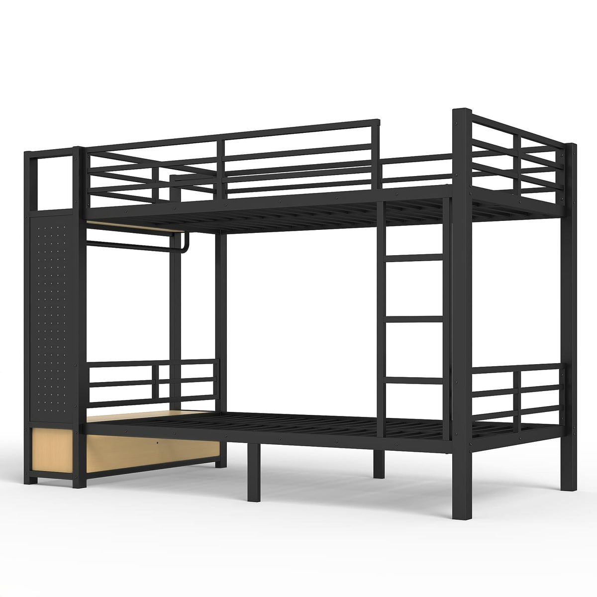 Black Metal Bunk Bed with Storage for Twin XL Room for Bedroom