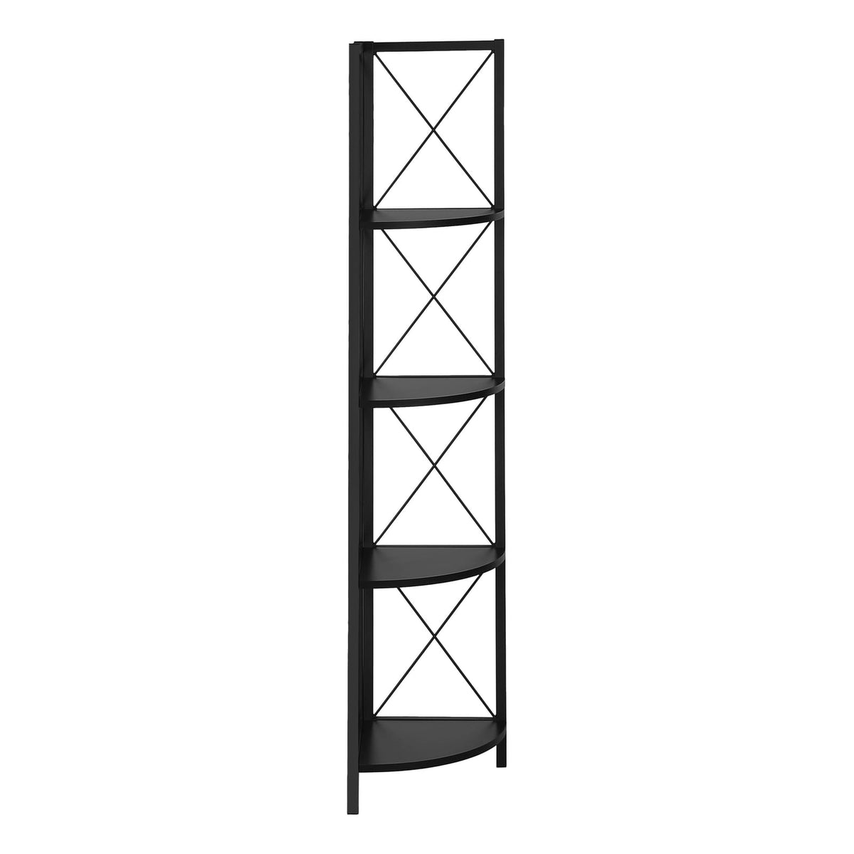 Black Metal 4 Tier Corner Shelf - 59" High for Living Room