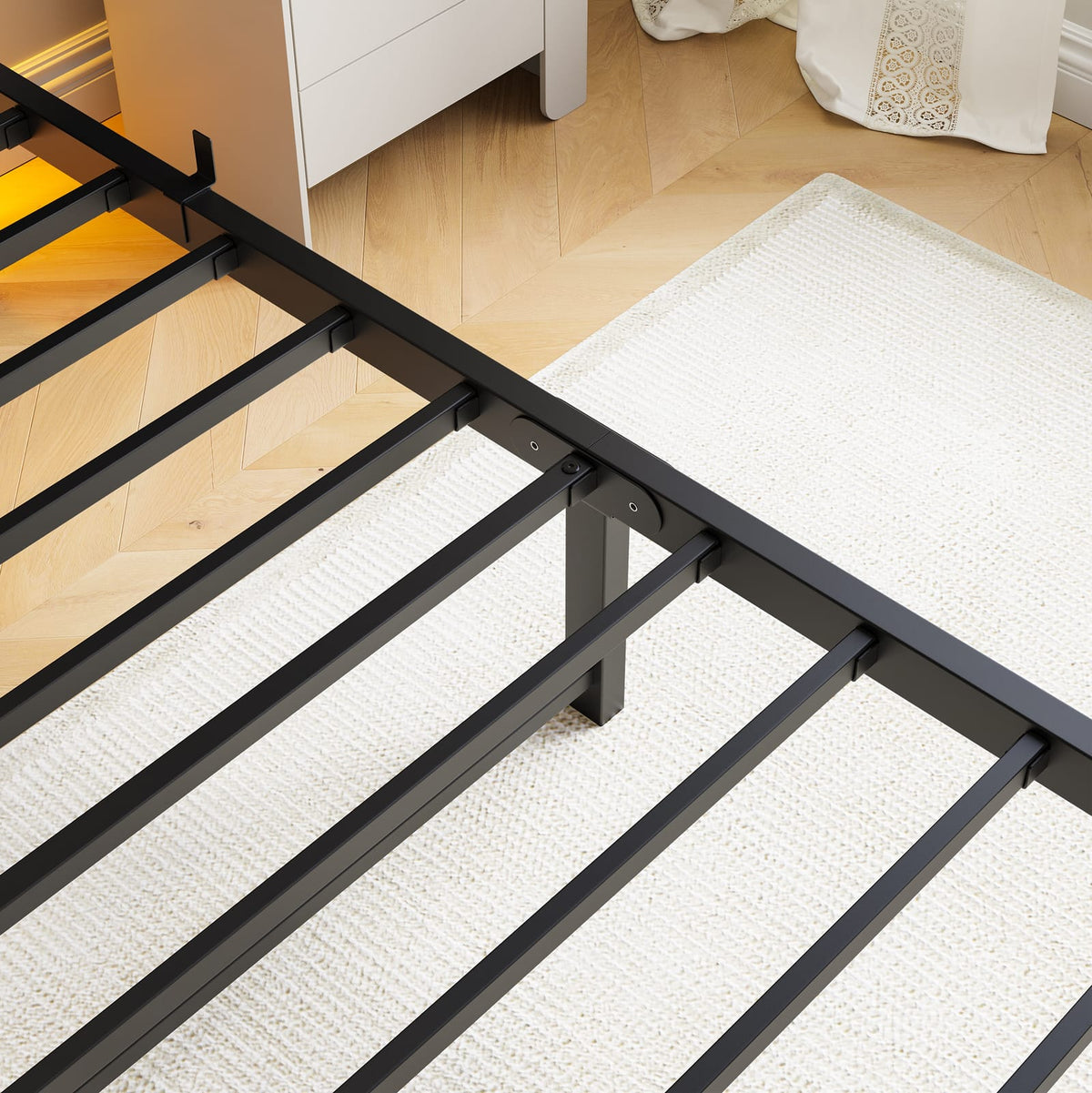 Twin Size Metal Bed Frame with LED Lights & USB Charging