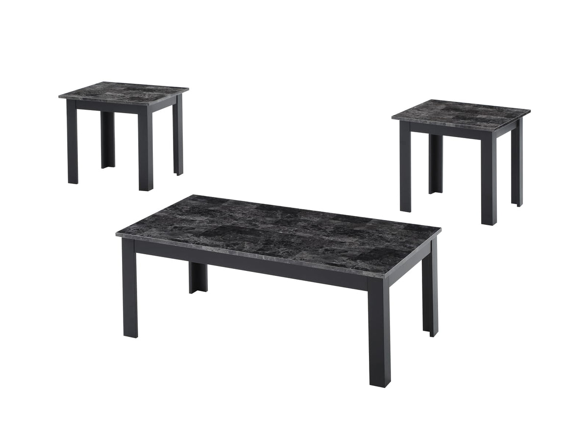 3pc Traditional Gray Wood Coffee Table Set - Rectangular & Square
