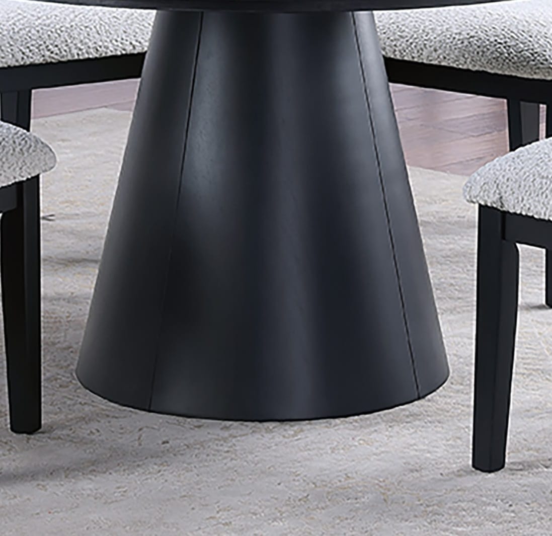 Modern Round Dining Table Set - 4 Chairs, Black & White