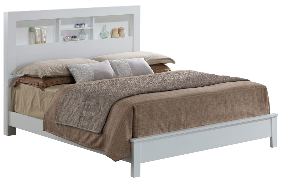 White Transitional Full Bed Frame in Particle Board for Bedroom