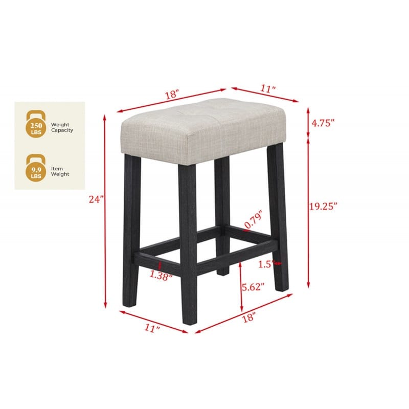 Contemporary Beige Bar Stools Set of 2 for Dining Room Kitchen Seating