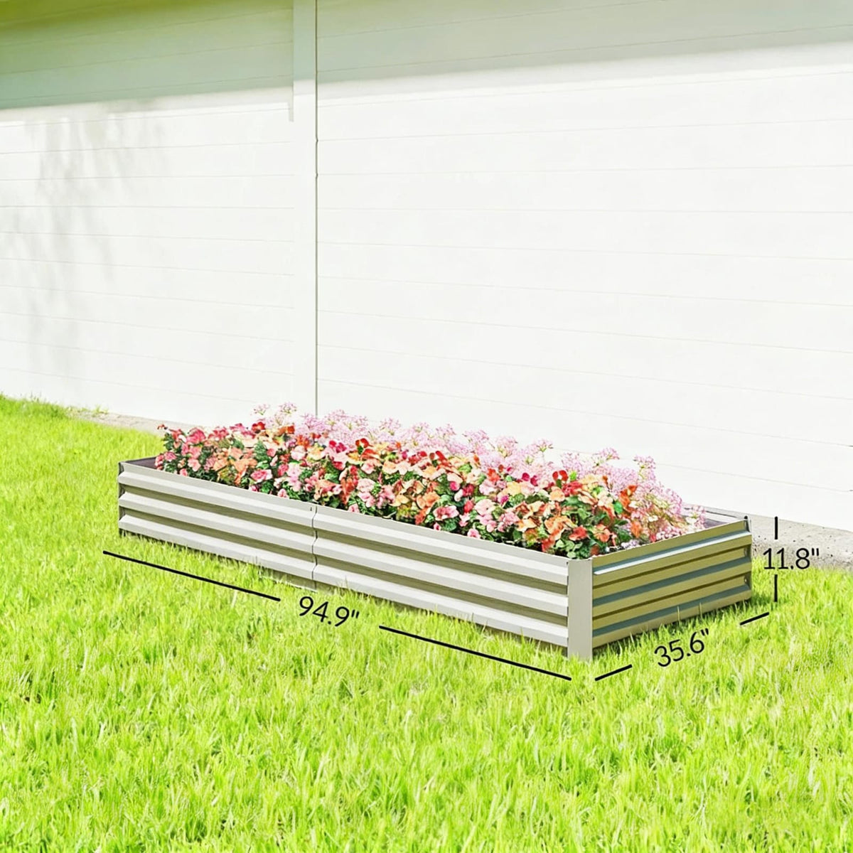 Silver Steel Raised Garden Planter for Outdoor Pots and Beds