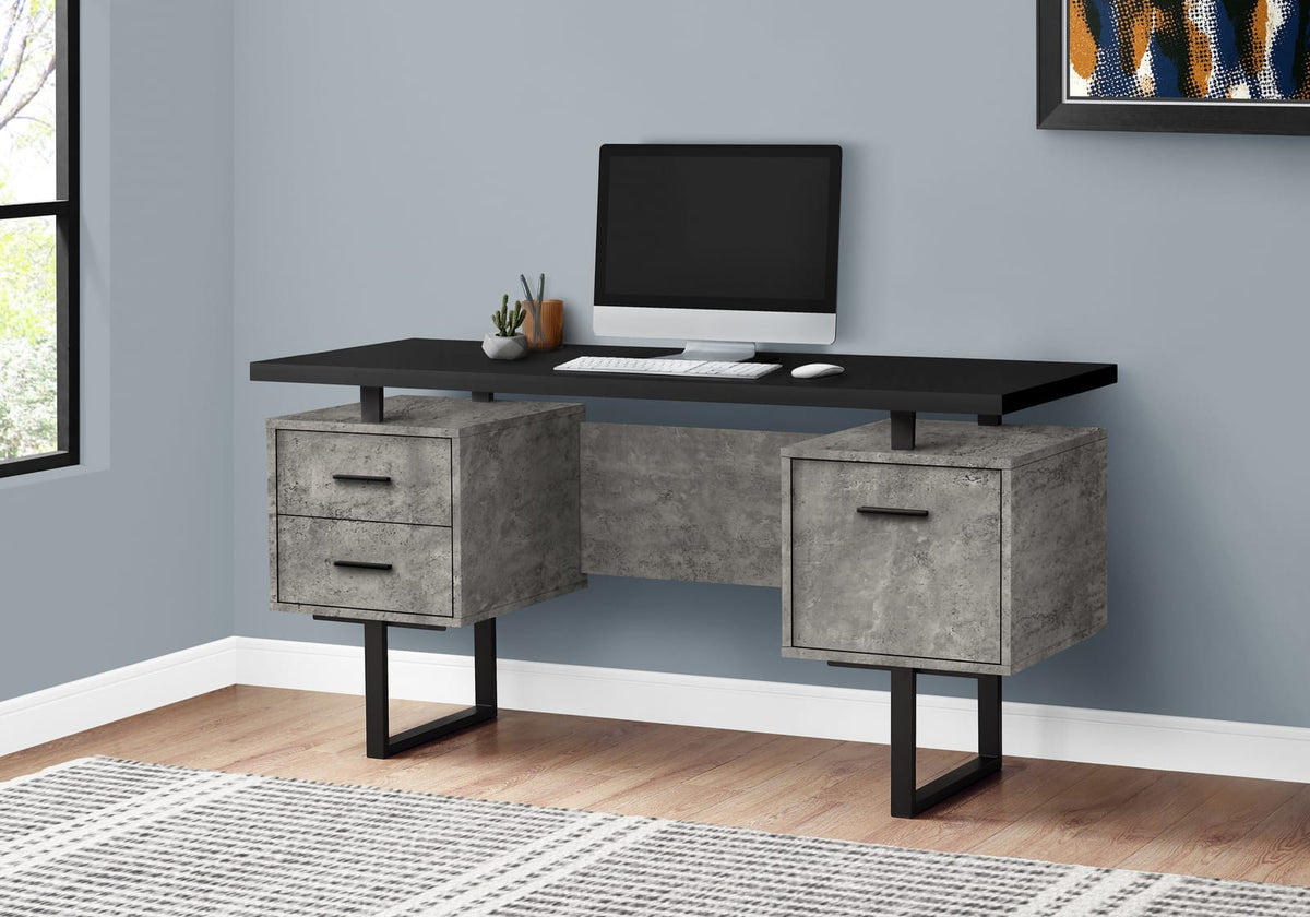 Computer Desk, 60"L Black Storage Desk - Home Office Workspace
