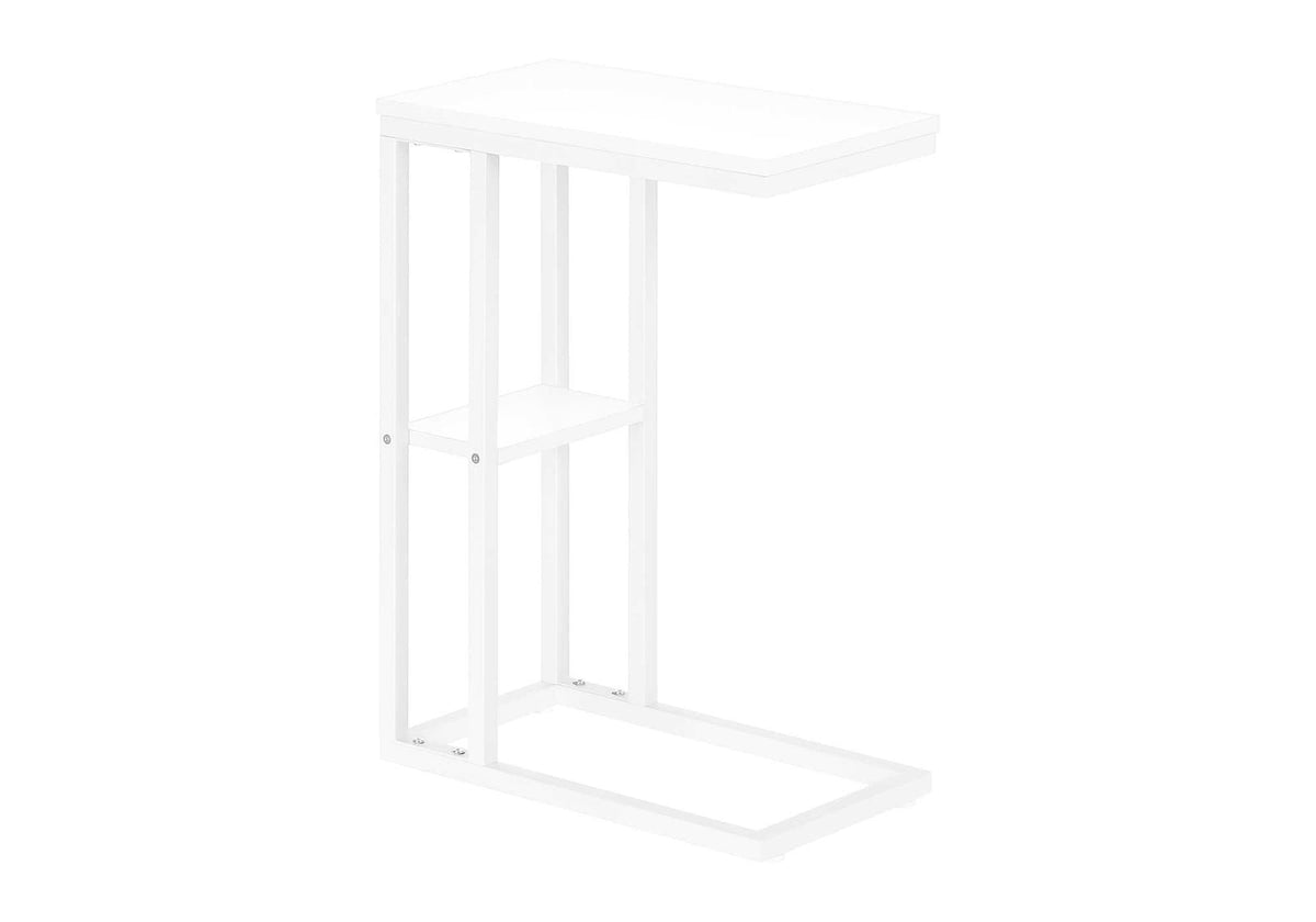 White C-Shaped Accent Table - Bedroom or Living Room