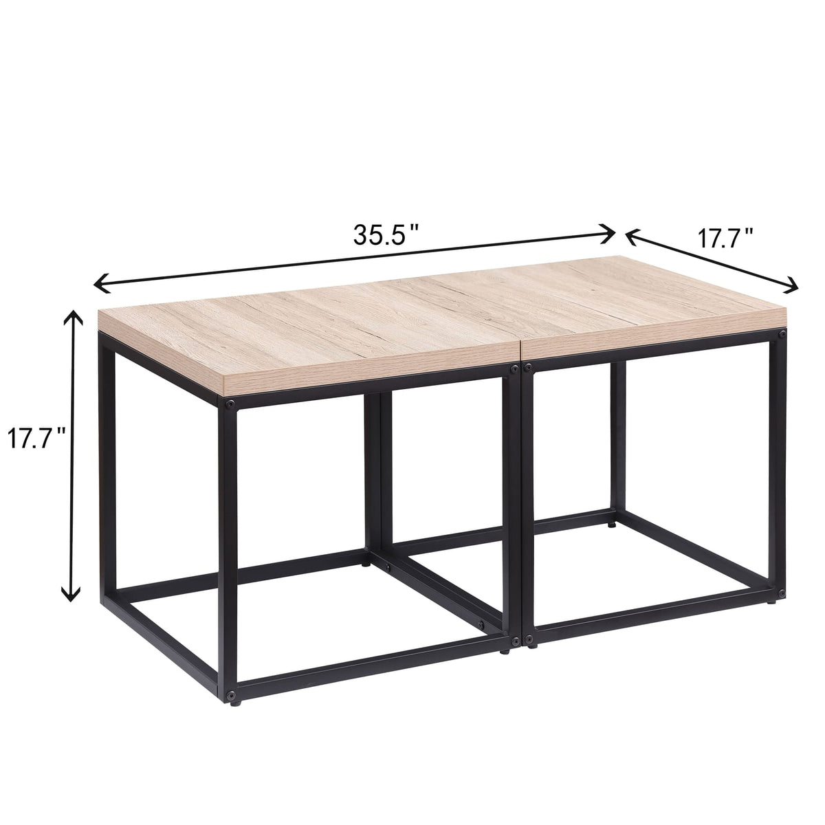 Set of 2 Oak End Tables - Storage Side Table for Living Room Bedroom