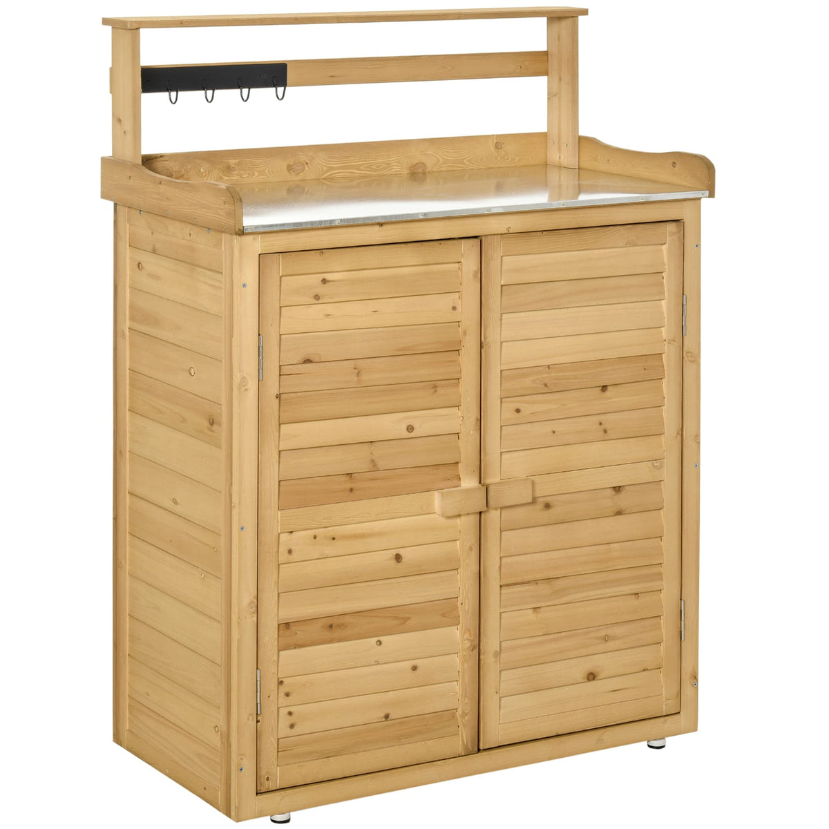 Wooden Garden Potting Table with Storage Shed