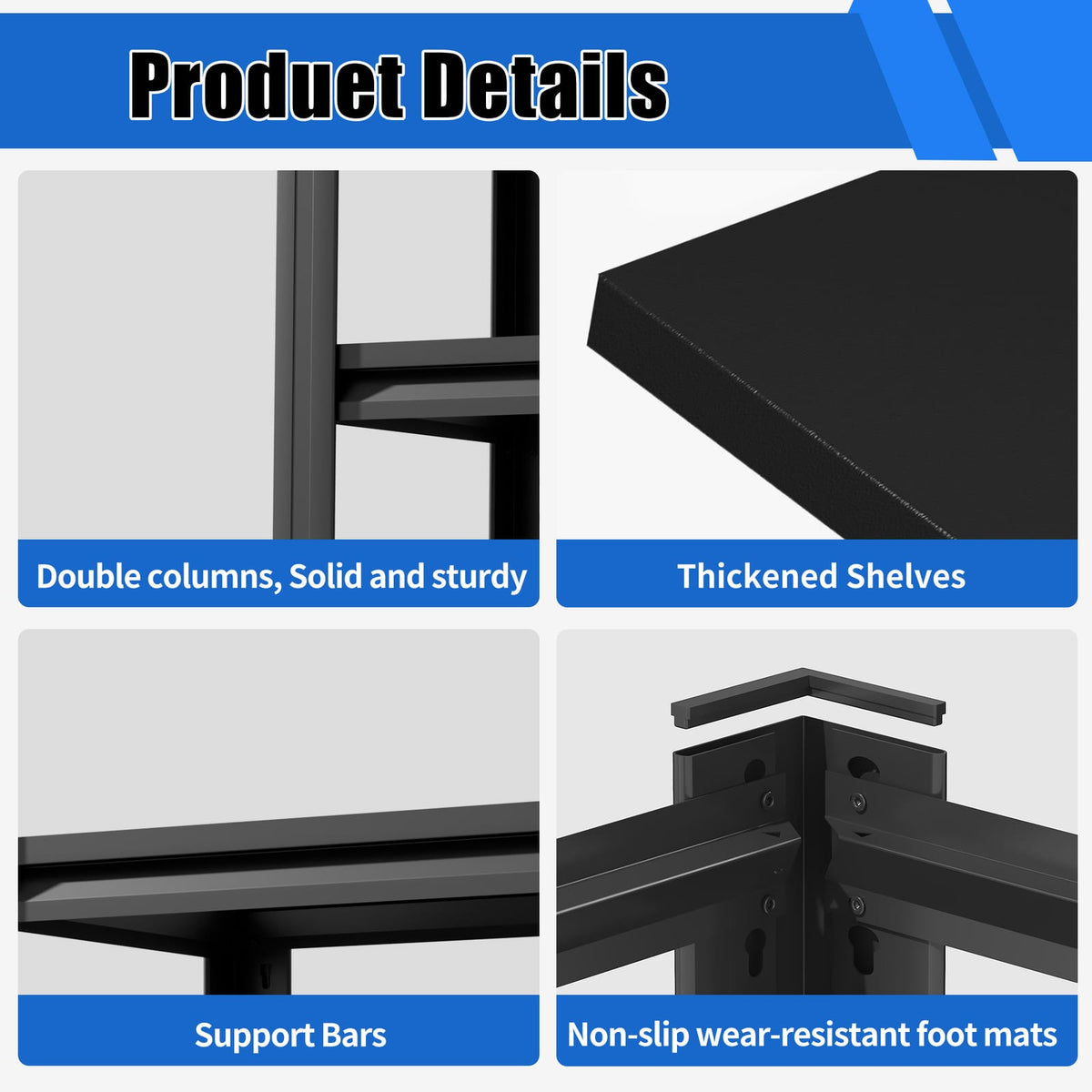 Heavy-Duty 20-30 Gallon Fish Tank Stand - Black Metal Shelf