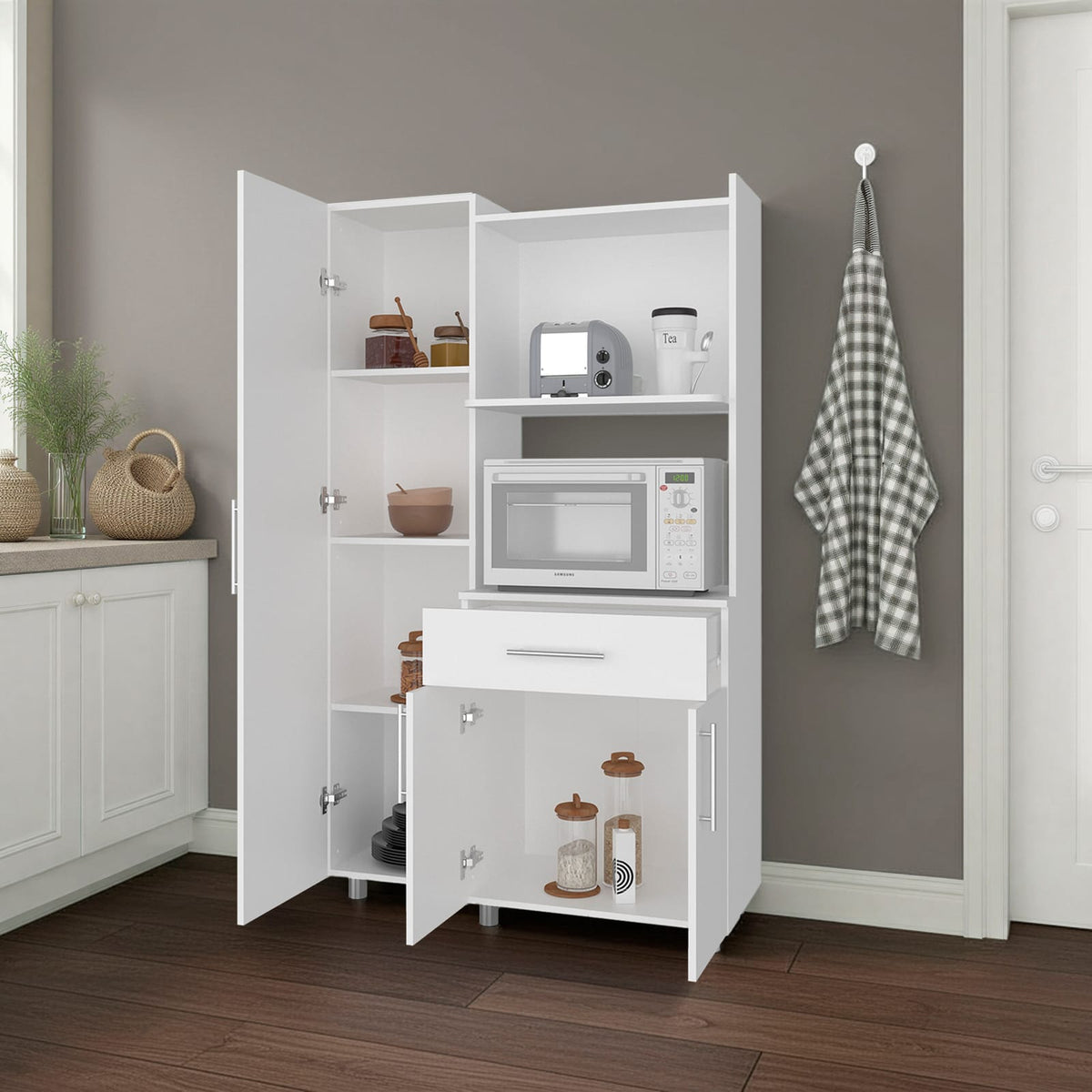 Satilla Storage Cabinet White - Durable Kitchen Server