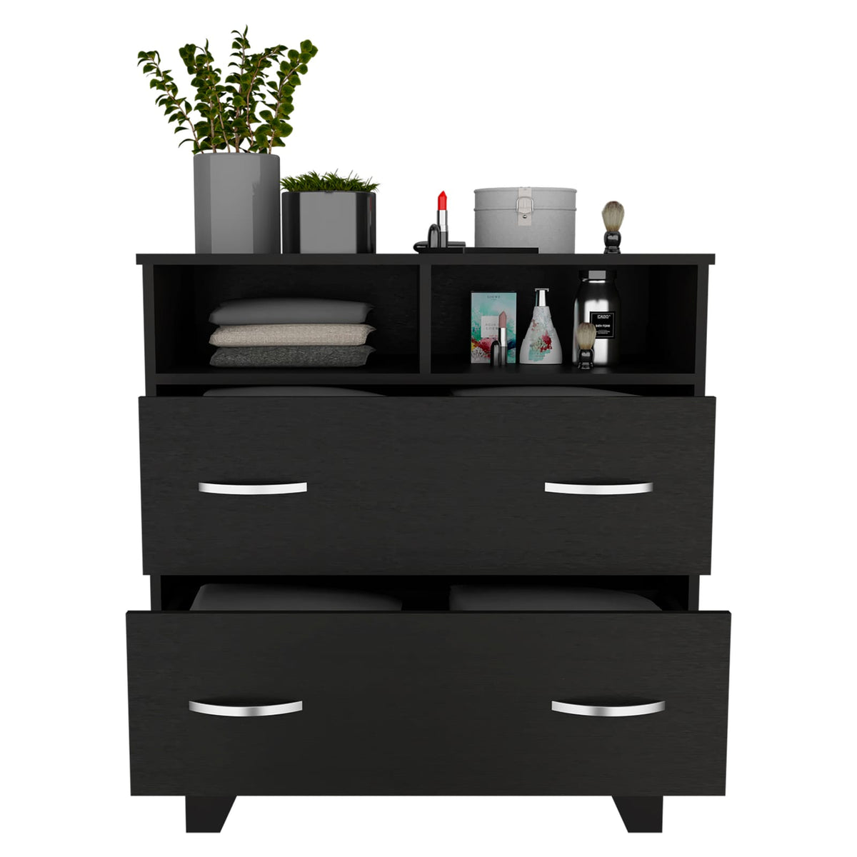 Black Double Drawer Dresser - Bedroom Storage