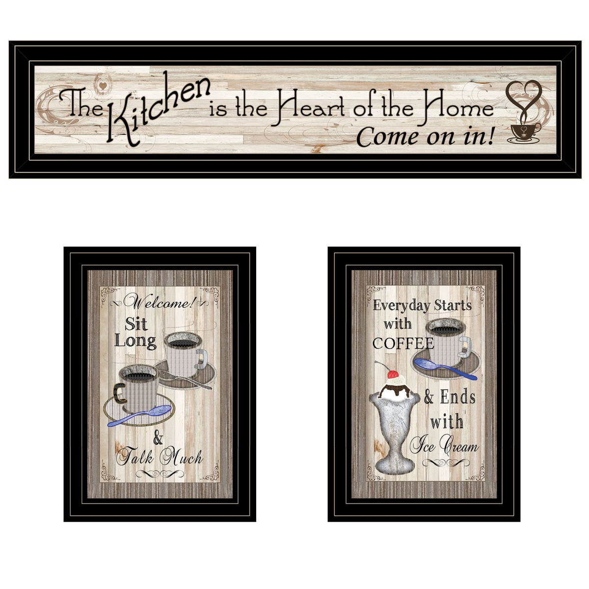 Black 3 Piece Vignette Wall Art - TrendyDecor4U
