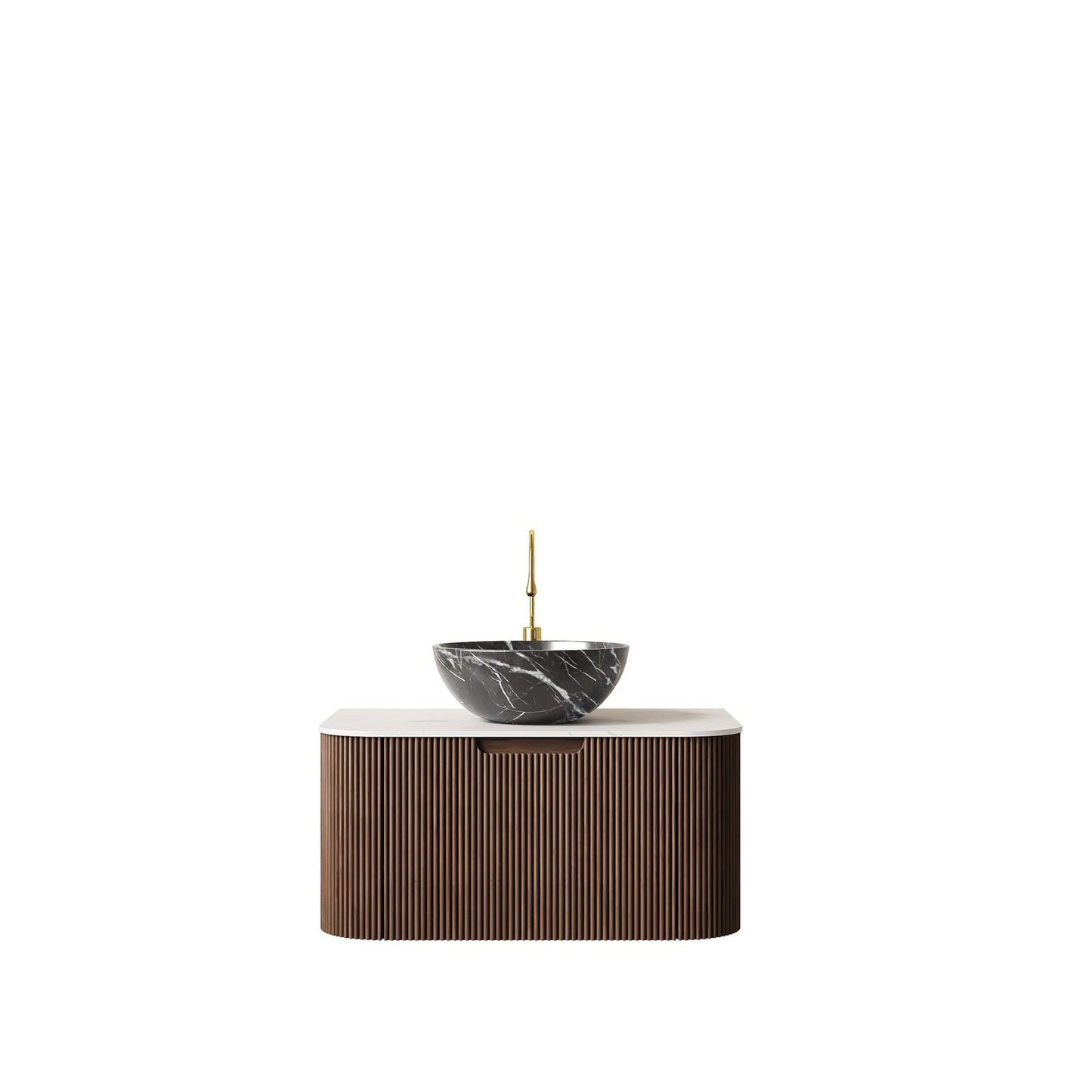 Black Ceramic Bathroom Vanity - Wall Mounted Storage Cabinet