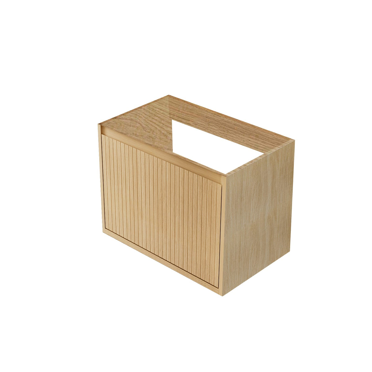 Oak Floating Bathroom Vanity - 30 Inch Storage