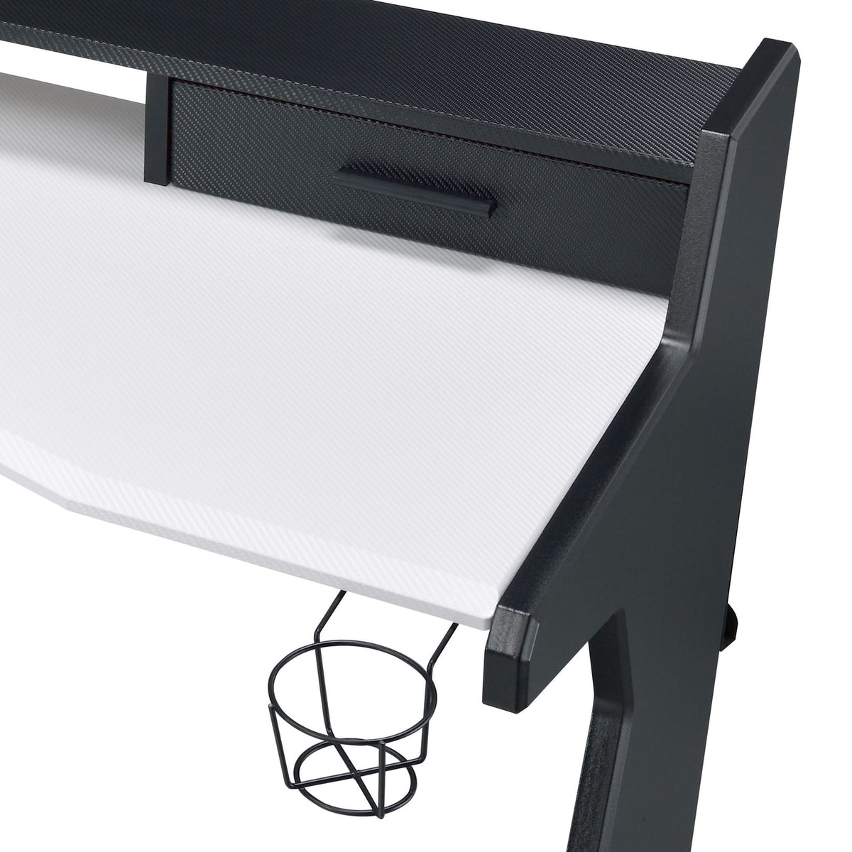 White Black Gaming Desk with Storage Drawers