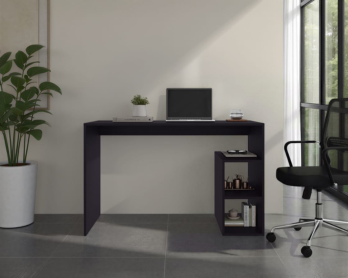 Rolla Desk Orquidea - Modern Black Office Storage for Home Office