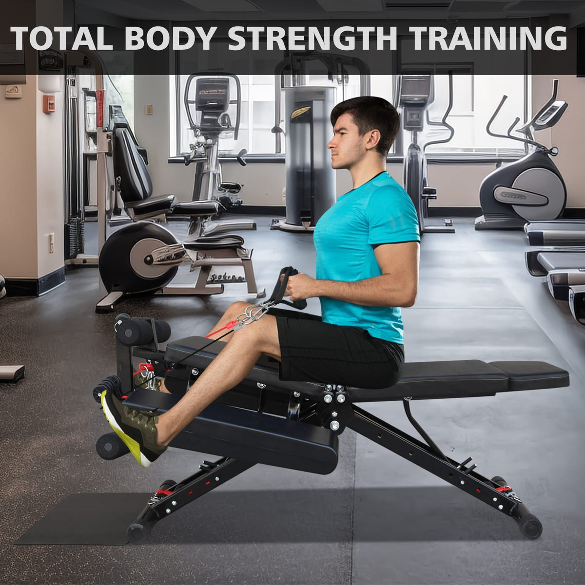 Black Iron Weight Bench - Adjustable Gym Bench for Home Use