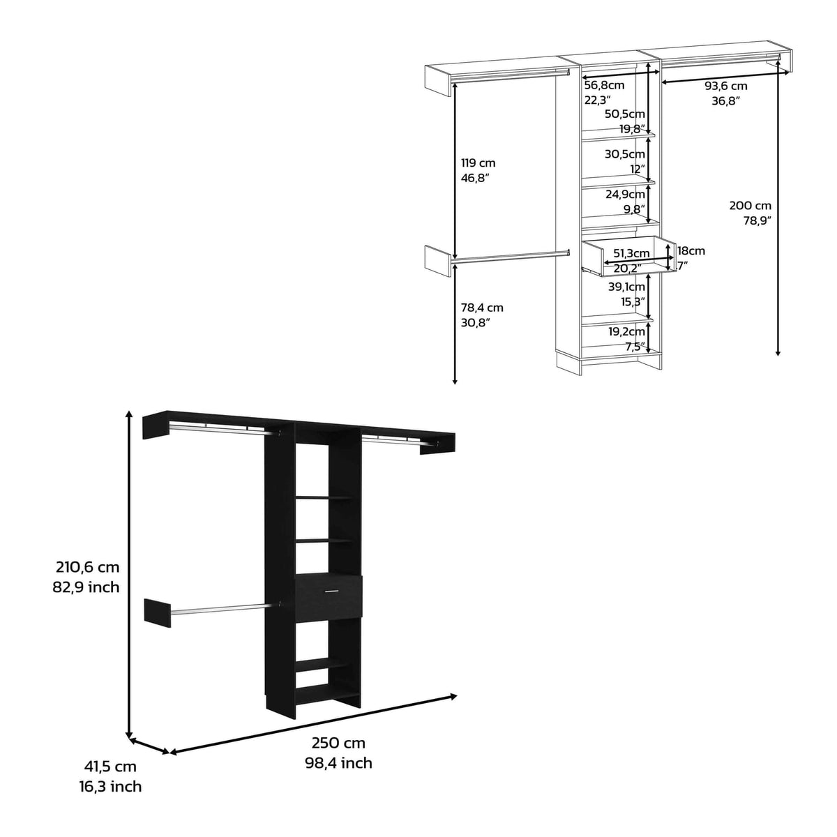 Black Dresser with 5 Shelves - Storage & Style