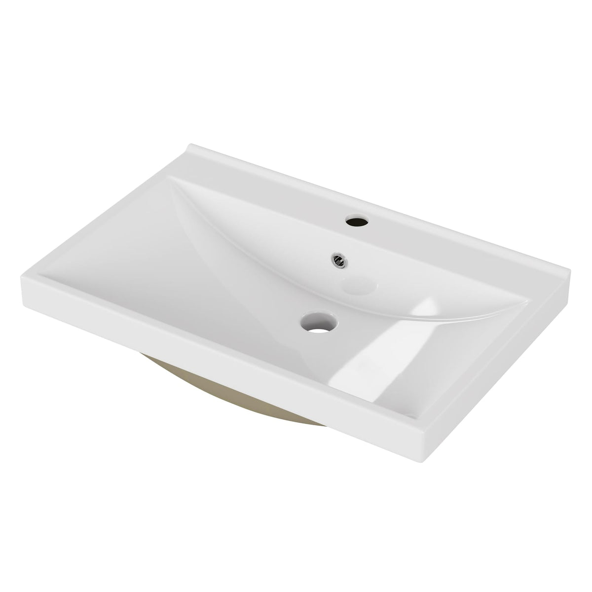 24 Inch Ceramic Bathroom Sink Top - Glossy White